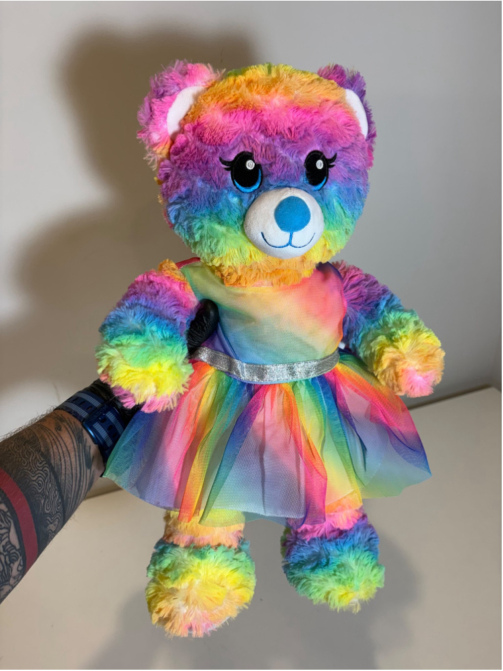 Build-A-Bear Workshop Rainbow Sparkle Teddy Bear 16 Plush Toy With Tutu Dress #F